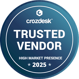 Collaborator Trusted Vendor badge – dark blue circular design with white text from Crozdesk